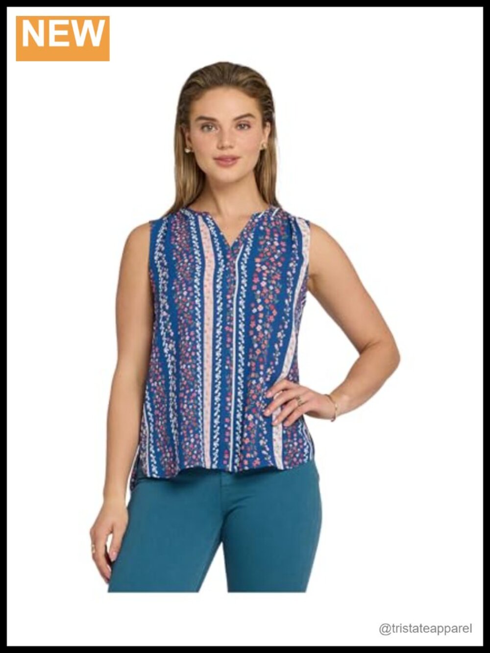 NYDJ Sleeveless Pintuck Blouse Women's Recycled Polyester Blouse